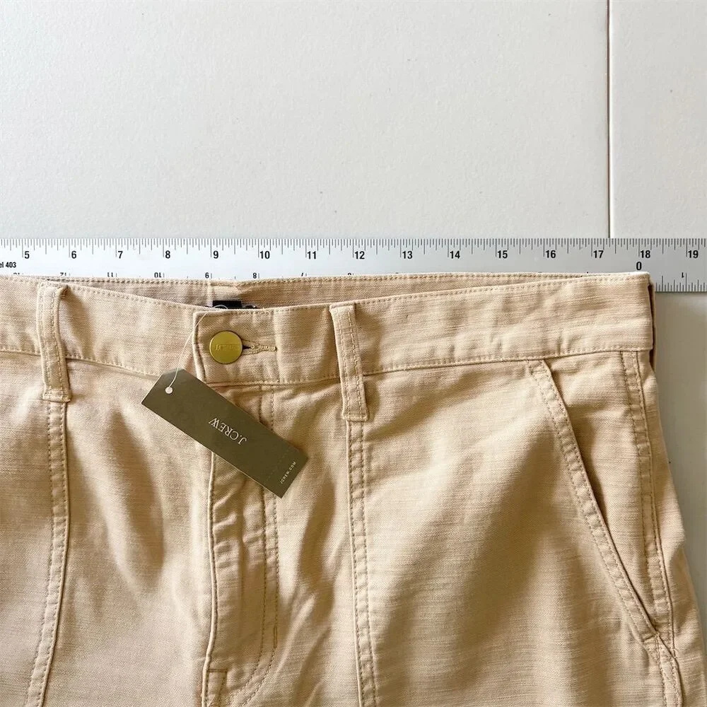 J. Crew Women's Camp Pocket Wide Leg Pant‎ Size 31 Khaki Tan Stretch Cotton NWT